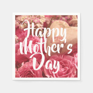 Happy Mother's Day Heart Rose Serviette