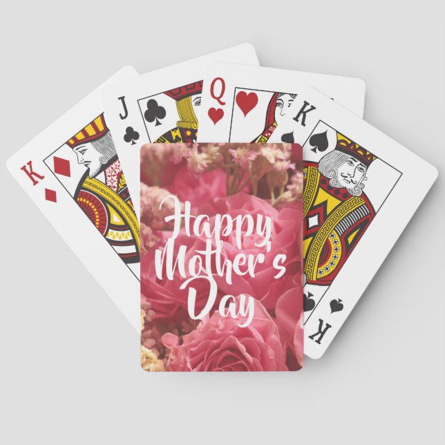 Happy Mother's Day Heart Rose Spielkarten (Rückseite)
