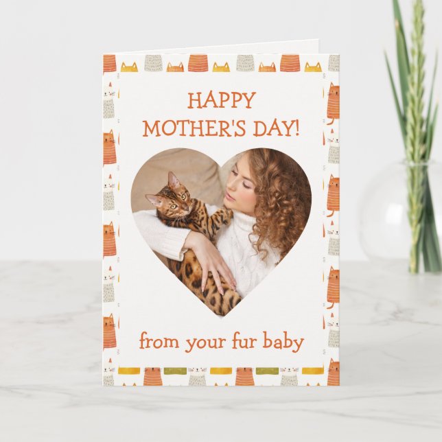 Happy Mother's Day Heart Shaped Foto Hund Katze Pe Karte (Vorderseite)