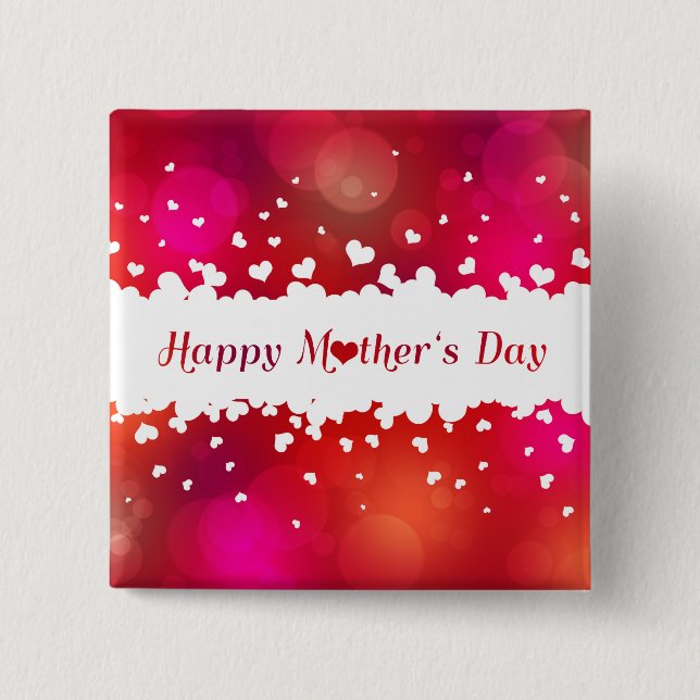 Happy Mother's Day Hearts Button (Vorderseite)