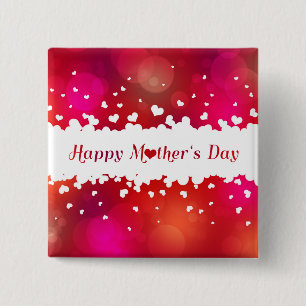 Happy Mother's Day Hearts Button