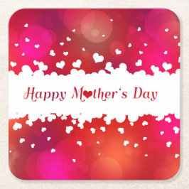 Happy Mother's Day Hearts Rechteckiger Pappuntersetzer