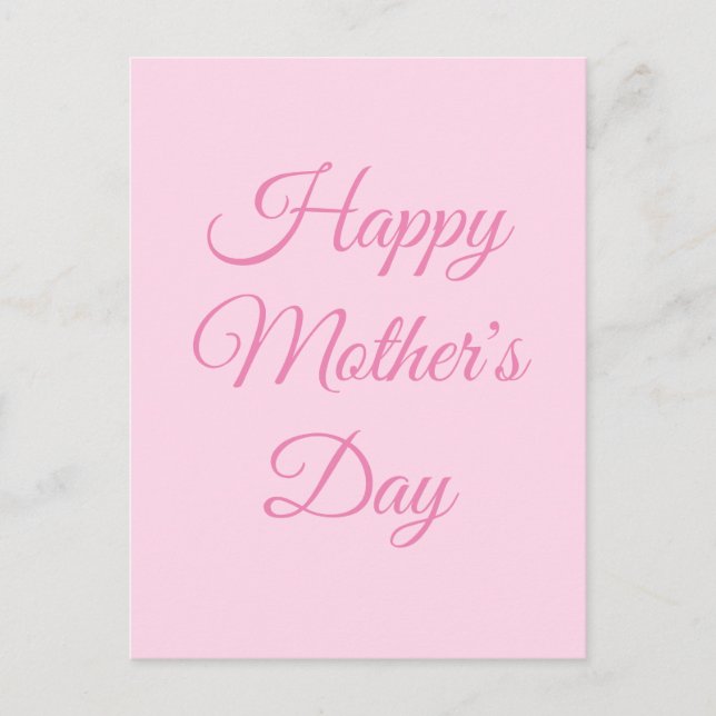 Happy Mother's Day hellrosa Drehbuch elegant Postkarte (Vorderseite)
