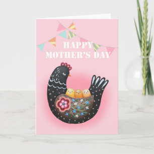 Happy Mother's Day Hen Chicken Mutter von drei Karte