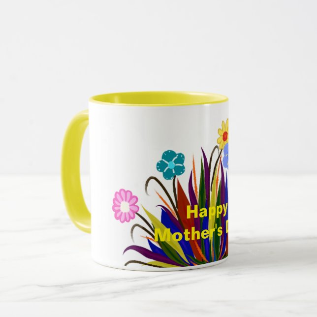 Happy Mother's Day Hübschen Blume Feathers Tasse (Vorderseite Links)