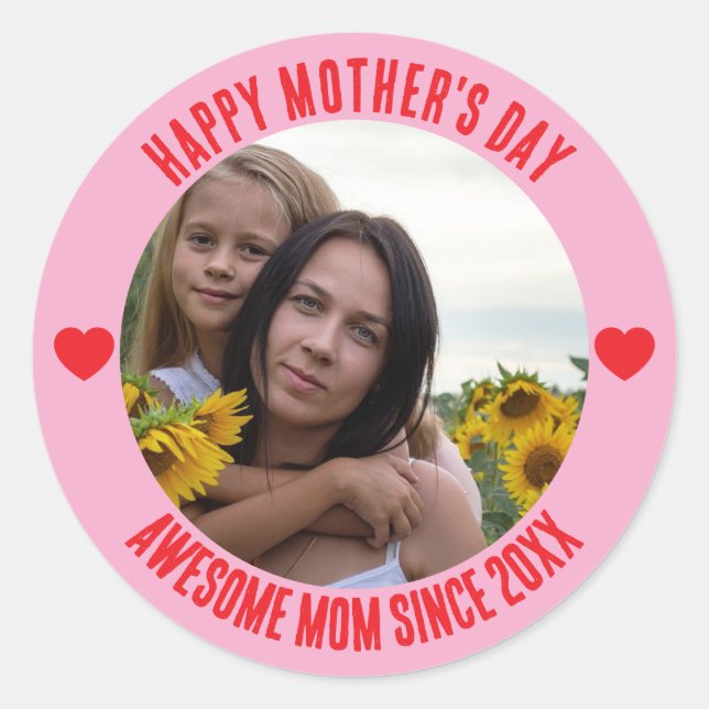 Happy mother's day I love you mom Runder Aufkleber (Vorderseite)