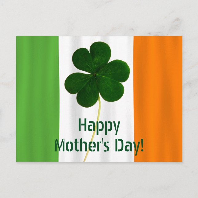 Happy Mother's Day Irish Flag Kleeblatt Irland Postkarte (Vorderseite)