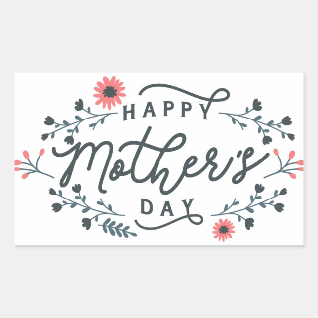 happy-mothers-day-lettering rechteckiger aufkleber (Vorderseite)