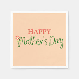 Happy Mother's Day Light Apricot Serviette