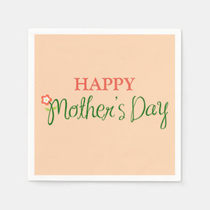Happy Mother's Day Light Apricot Serviette