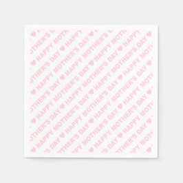 Happy Mother's Day Light Pink on White Serviette