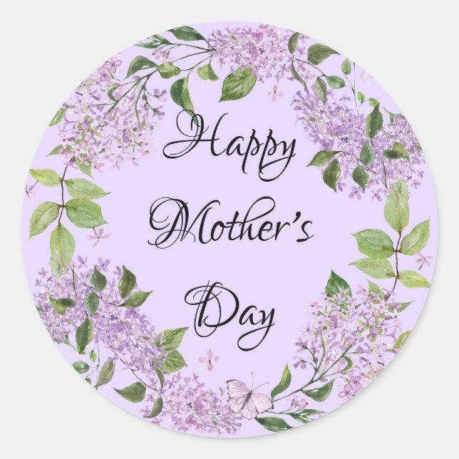 "Happy Mother's Day" Lilac Blume Aufkleber (Vorderseite)