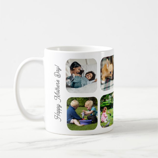 Happy Mothers Day love you mom photo collage white Kaffeetasse (Links)