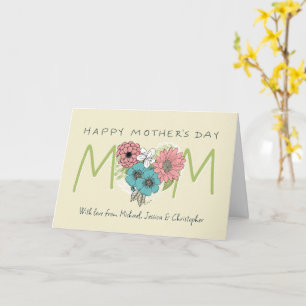 Happy Mother's Day MAMA Blume Herz Individuelle Na Karte