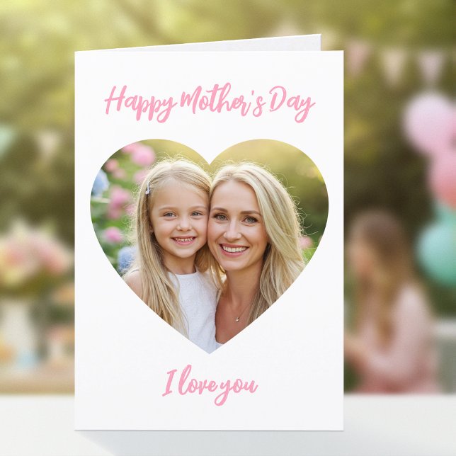 Happy Mother's Day Mama Foto Niedlich Heart Pink Karte (Von Creator hochgeladen)