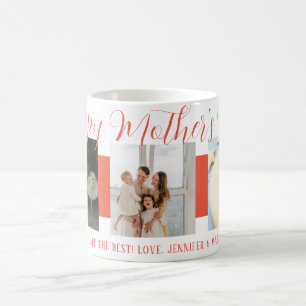 Happy Mother's Day Mama Pink Script mit 3 Fotos Kaffeetasse