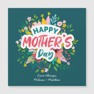 Happy Mothers Day Modern Floral Personalisiert Magnetkarte