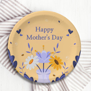 Happy Mother's Day Moderne Blume florale botanisch Pappteller