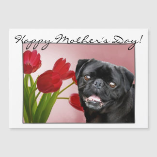 Happy Mother's Day Mops Magnetkarte