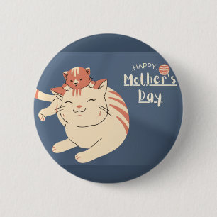 Happy Mother's Day Niedlich Cat and Kitten Button