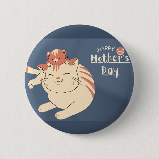 Happy Mother's Day Niedlich Cat and Kitten Button (Vorderseite)