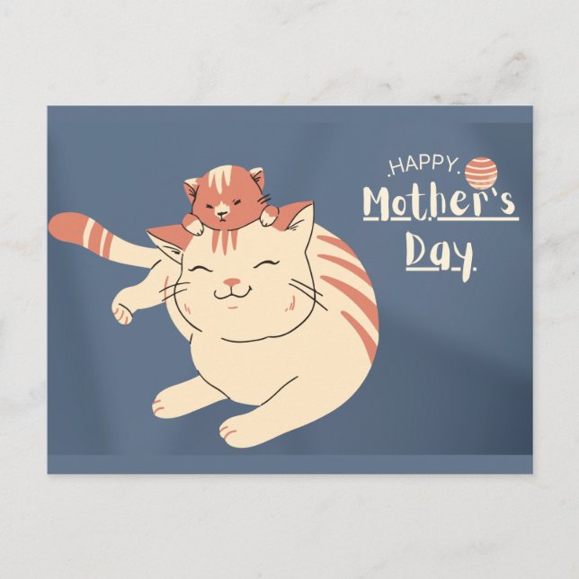 Happy Mother's Day Niedlich Cat and Kitten Postkarte (Vorderseite)
