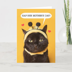 Happy Mother's Day Niedlich Cat in Bumble Bee Hat Feiertagskarte