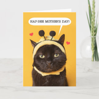 Happy Mother's Day Niedlich Cat in Bumble Bee Hat  Feiertagskarte