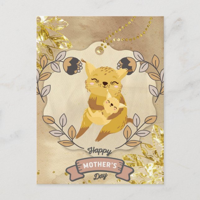 Happy Mother's Day Niedlich Fun Cat and Kitten Postkarte (Vorderseite)