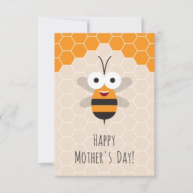 Happy Mother's Day Niedlich Honey Bee Honeycomb Dankeskarte (Vorderseite)