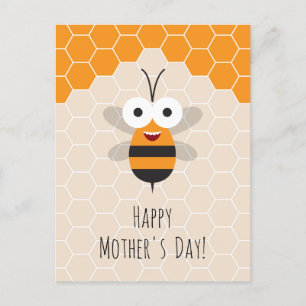 Happy Mother's Day Niedlich Honey Bee Honeycomb Postkarte