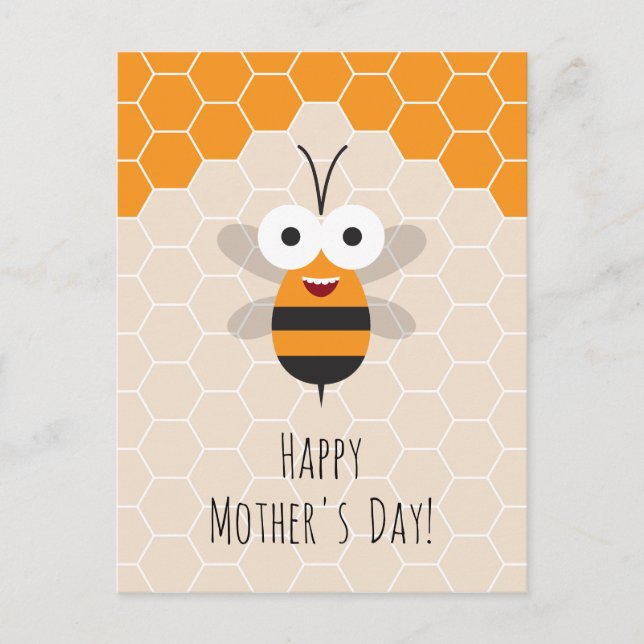 Happy Mother's Day Niedlich Honey Bee Honeycomb Postkarte (Vorderseite)