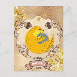 Happy Mother's Day Niedlich Otter und Baby Floral Postkarte