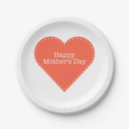 Happy Mother's Day Orange Heart Pappteller