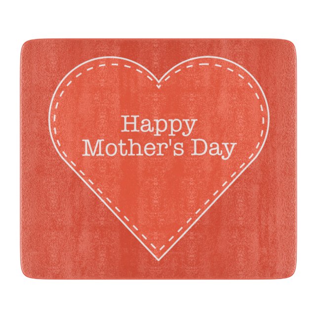 Happy Mother's Day Orange Heart Schneidebrett (Vorderseite)