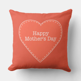 Happy Mother's Day Orange Heart Throw Kissen
