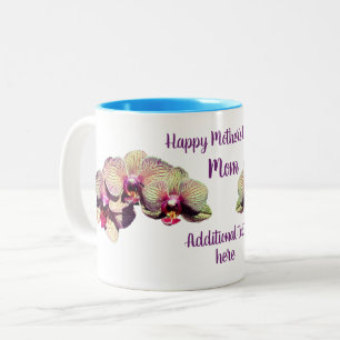 Happy Mother's Day Orchid Blume Personalisiert Zweifarbige Tasse