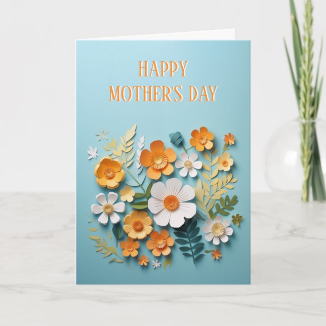 Happy Mothers Day Paper Yellow Blume Design Karte (Vorderseite)