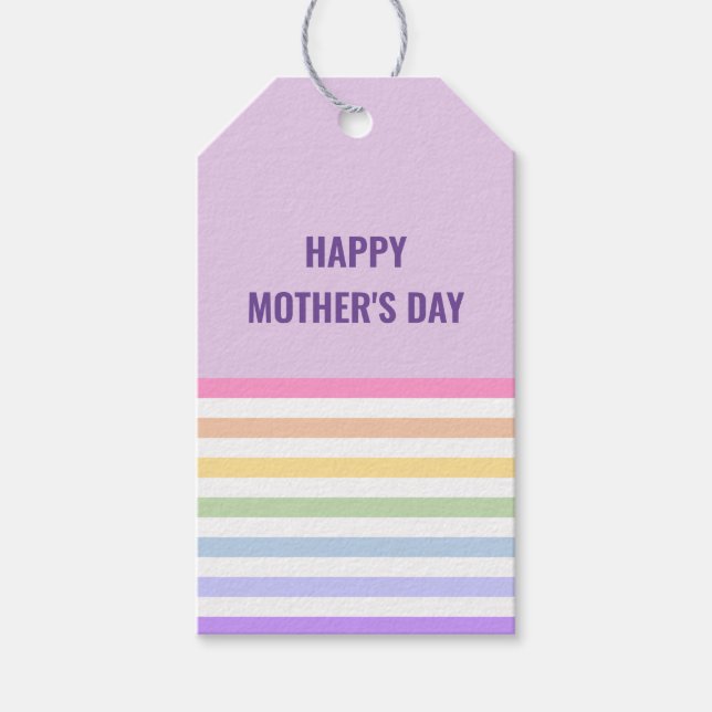 Happy Mothers Day Pastel Rainbow Stripes Geschenkanhänger (Vorderseite)