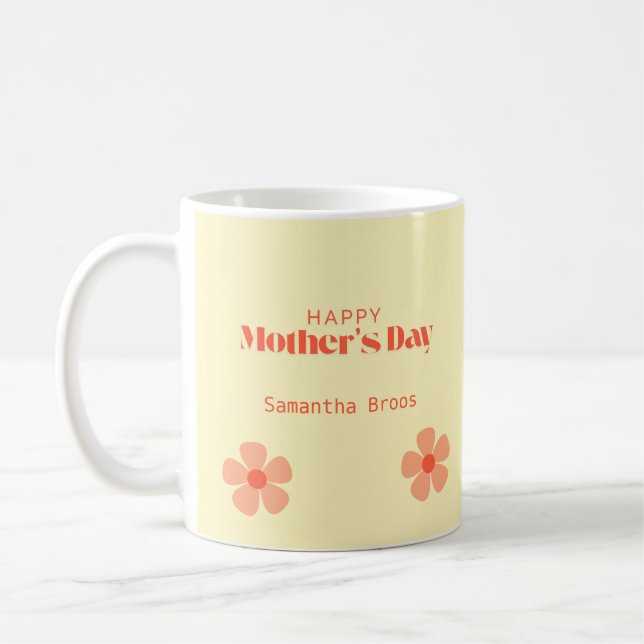 Happy Mother's day peach Blume rosa Kaffeetasse (Links)