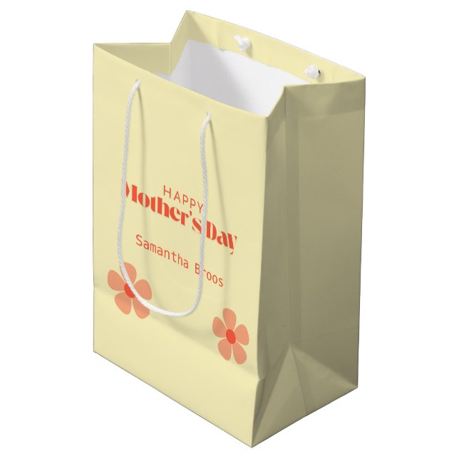 Happy Mother's day peach Blume rosa Mittlere Geschenktüte (Vorderseite Schrägansicht)
