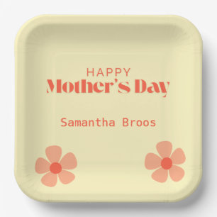 Happy Mother's day peach Blume rosa Pappteller
