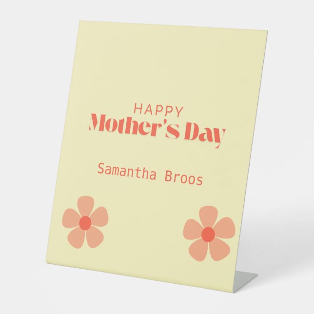 Happy Mother's day peach Blume rosa Sockelschild (Vorderseite)