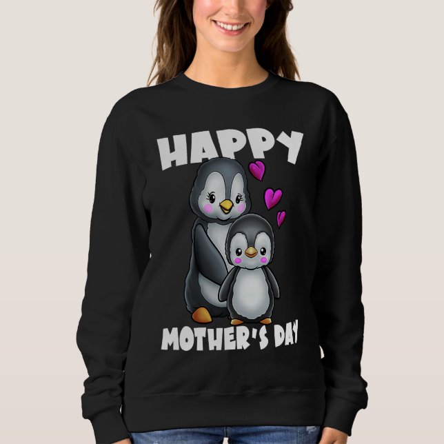 Happy Mother's Day Penguin Hearts Mom Daughter Sweatshirt (Vorderseite)