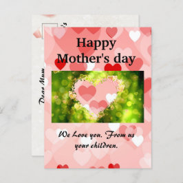 Happy Mother's Day | Pink Heart Holiday Card Ankündigungspostkarte