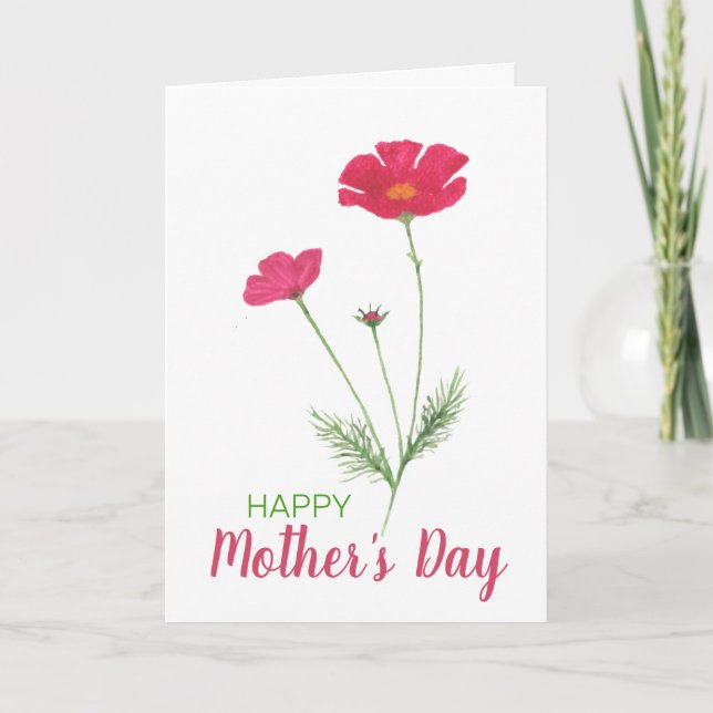 Happy Mother's Day Pink Watercolor Floral Karte (Vorderseite)
