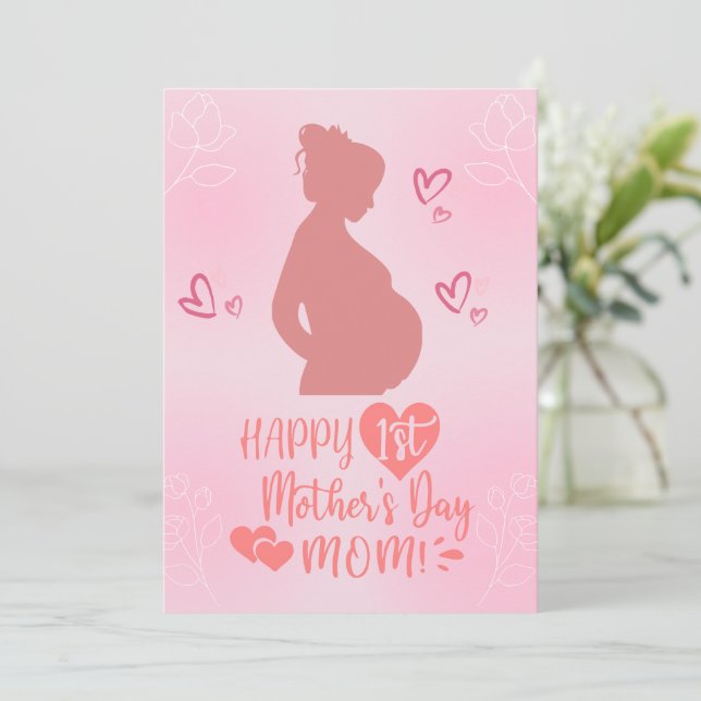 Happy Mother's Day Pregnant Mama Card Feiertagskarte (Stehend Vorderseite)