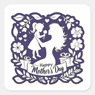 Happy Mother's Day Quadratischer Aufkleber