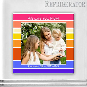 Happy Mother's Day Rainbow Striped Foto Magnet