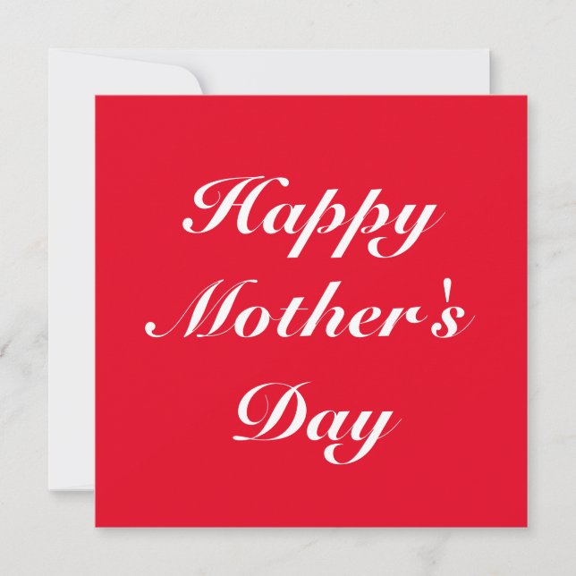 Happy Mother's Day red white script Mitteilungskarte (Vorderseite)